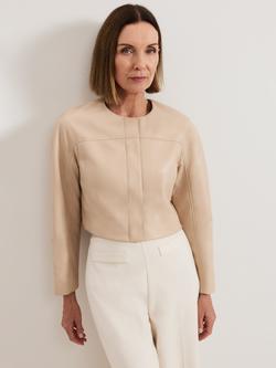 Phase Eight Sylvia Faux Leather Jacket, Neutral, Neutral