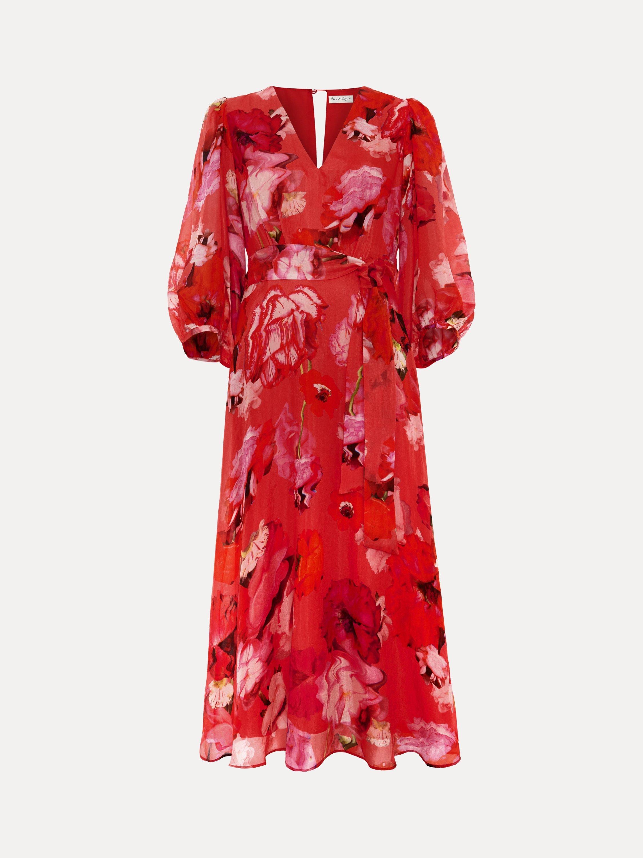Product image 5 of 8, which shows Phase Eight Petite Federica Floral Dress, Pink/Multi, 12