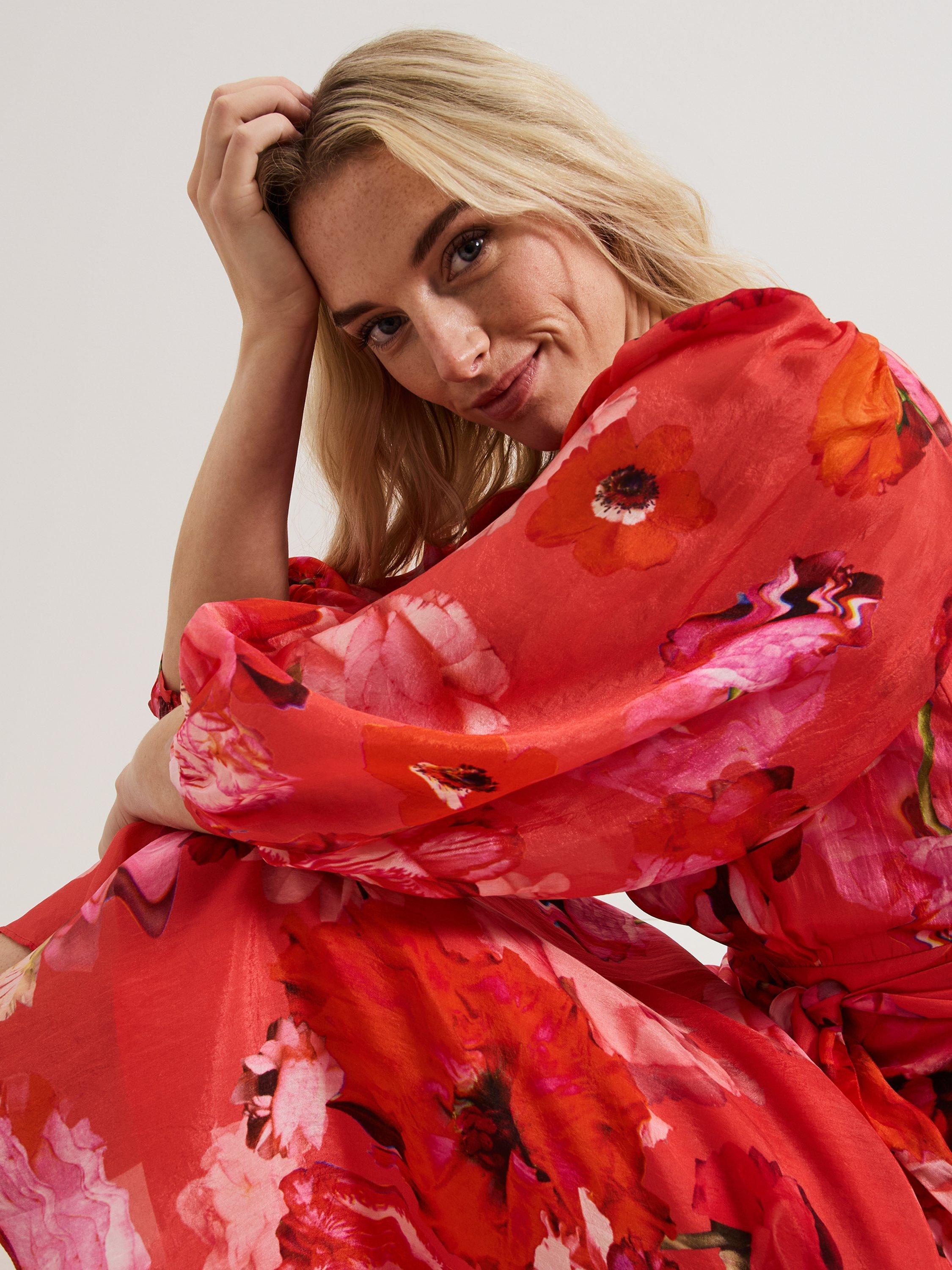 Product image 8 of 8, which shows Phase Eight Petite Federica Floral Dress, Pink/Multi, 12