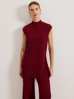 Phase Eight Lori Ribbed Tunic Top, Burgundy, Burgundy