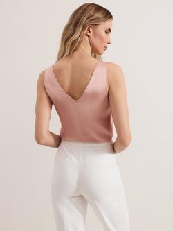 Phase Eight Athena Satin Cami Top, Pale Pink - view 2, Pale Pink
