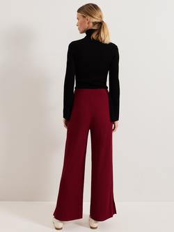 Phase Eight Lori Ribbed Trousers, Burgundy - view 2, Burgundy