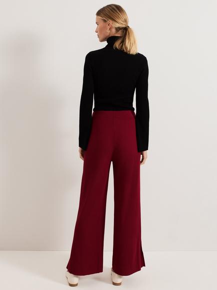 Phase Eight Lori Ribbed Trousers, Burgundy - view 2, Burgundy