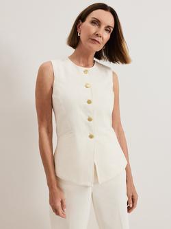 Phase Eight Sophia Denim Waistcoat, Ivory, Ivory