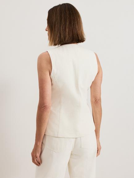 Phase Eight Sophia Denim Waistcoat, Ivory - view 2, Ivory