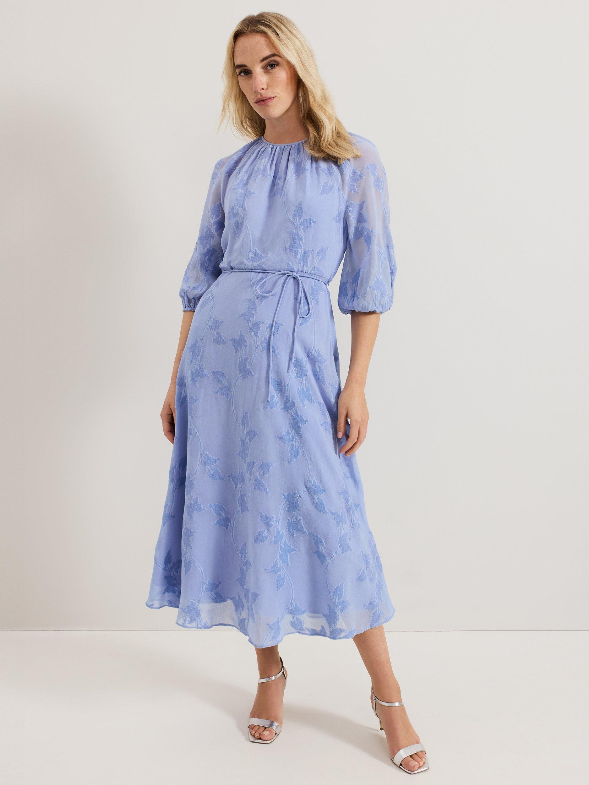 Product image 1 of 8, which shows Phase Eight Liona Floral Dress, Blue, 12