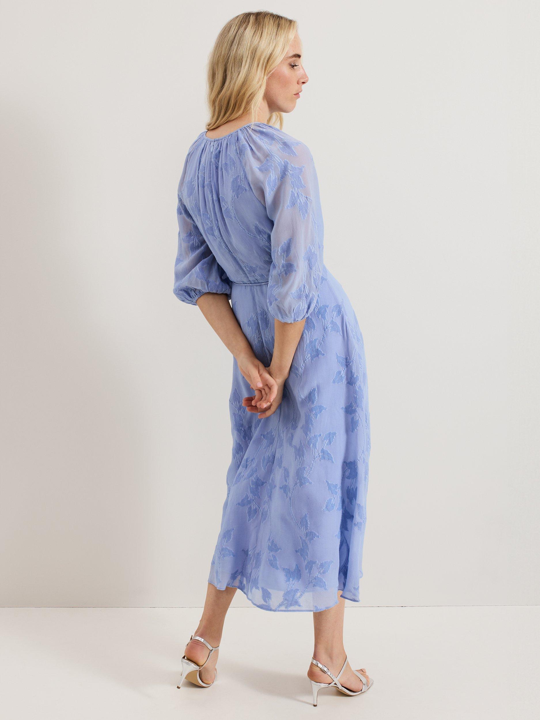 Product image 2 of 8, which shows Phase Eight Liona Floral Dress, Blue, 12