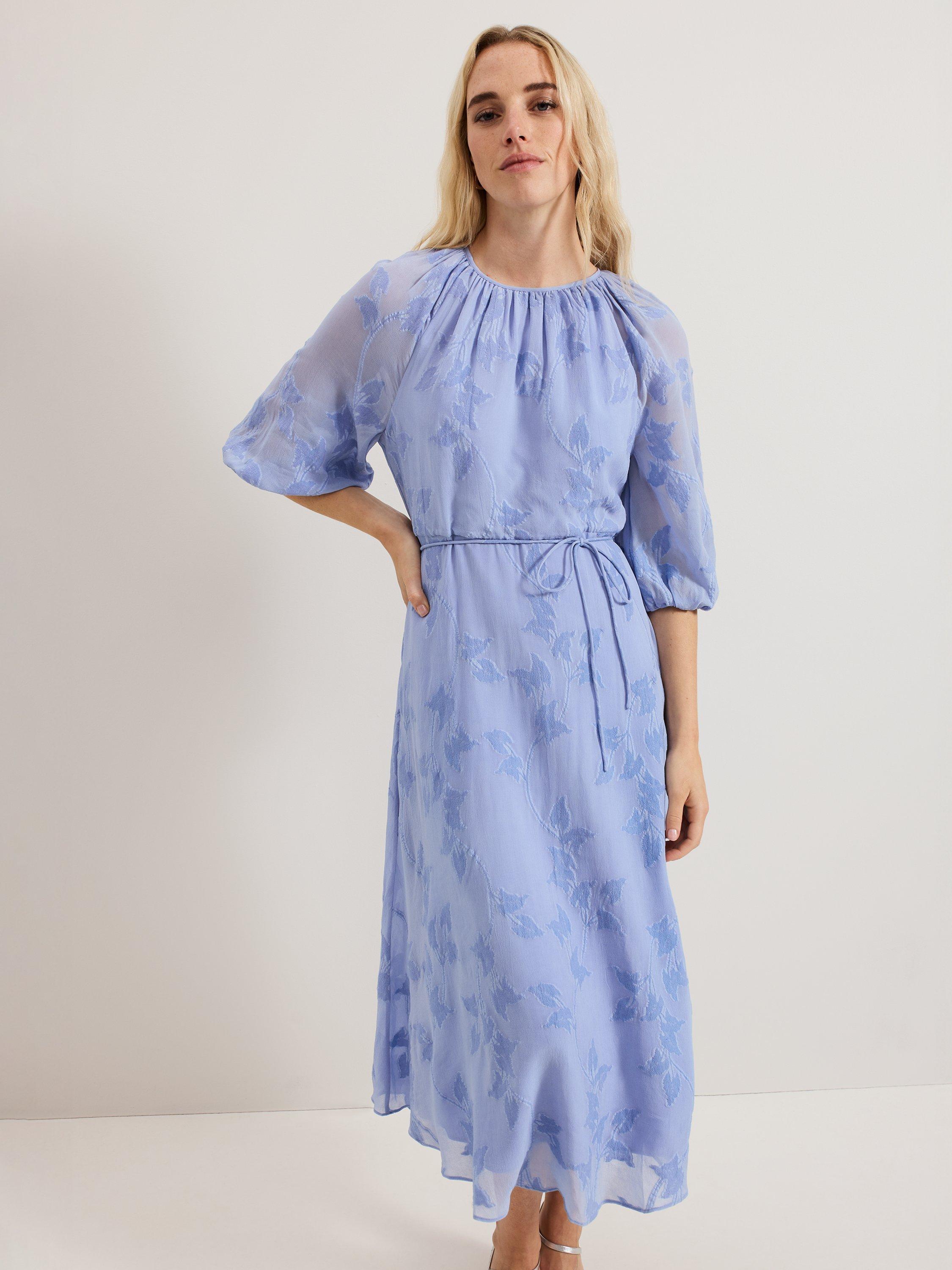 Product image 3 of 8, which shows Phase Eight Liona Floral Dress, Blue, 12
