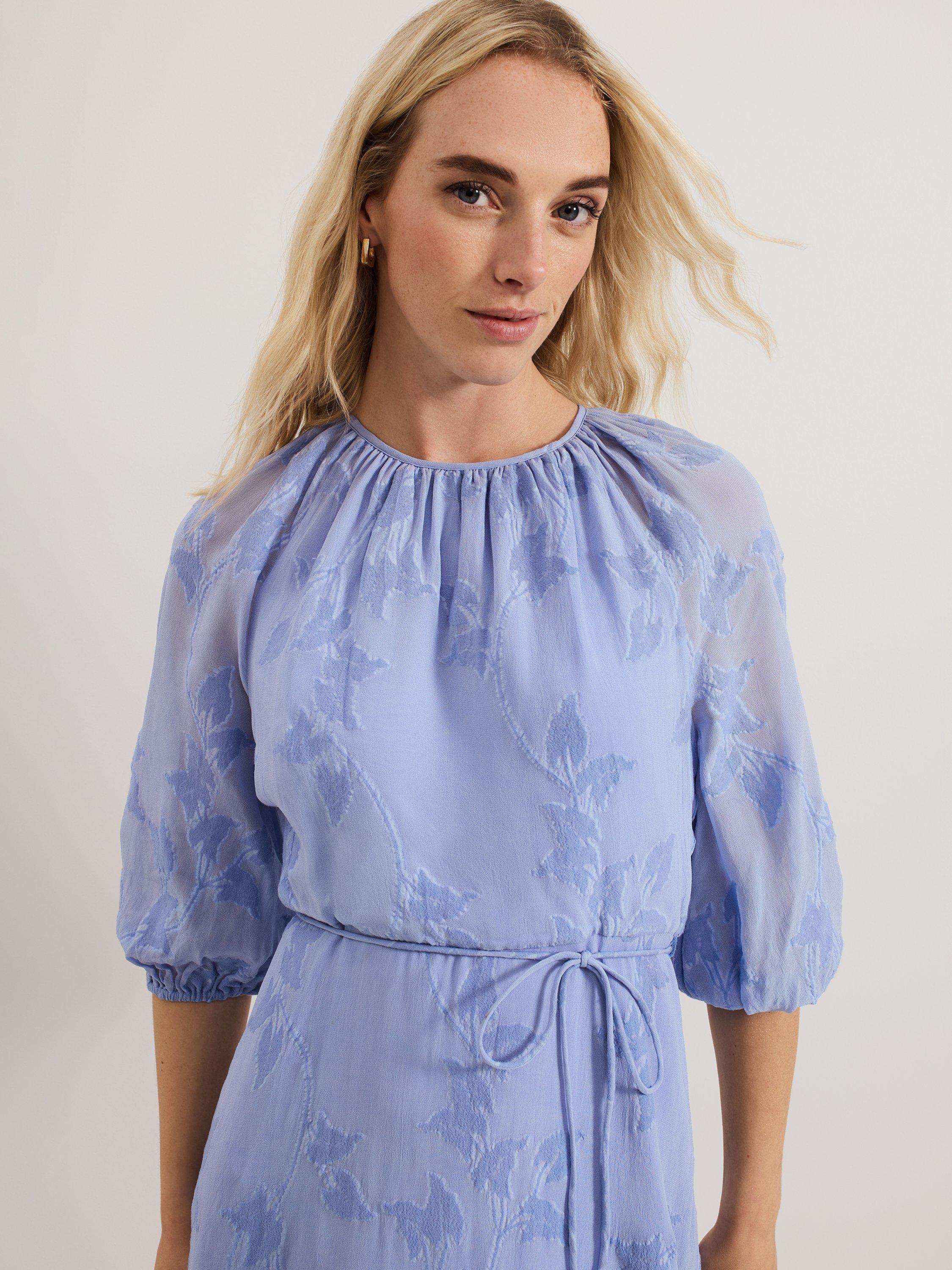 Product image 4 of 8, which shows Phase Eight Liona Floral Dress, Blue, 12