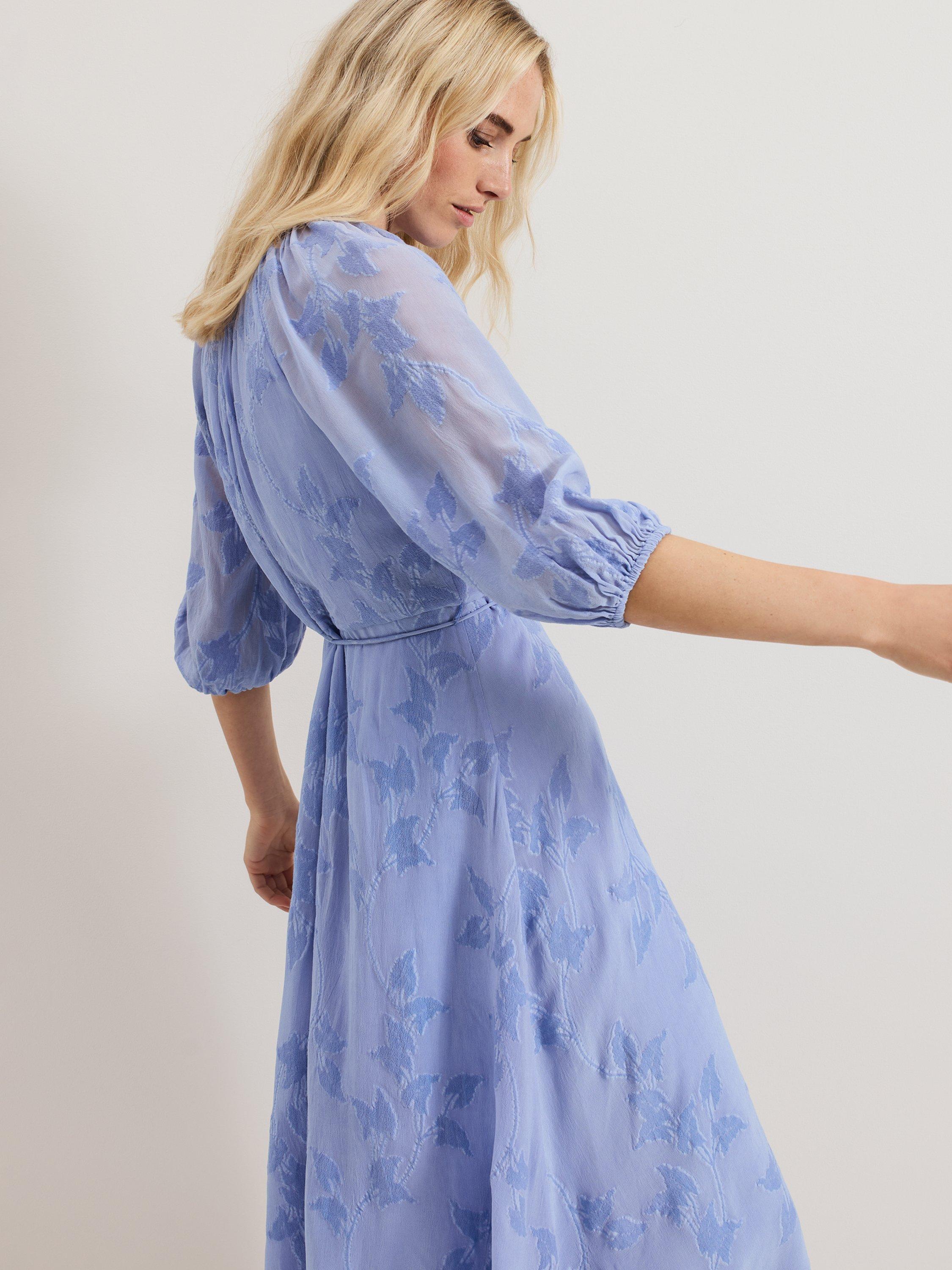 Product image 7 of 8, which shows Phase Eight Liona Floral Dress, Blue, 12