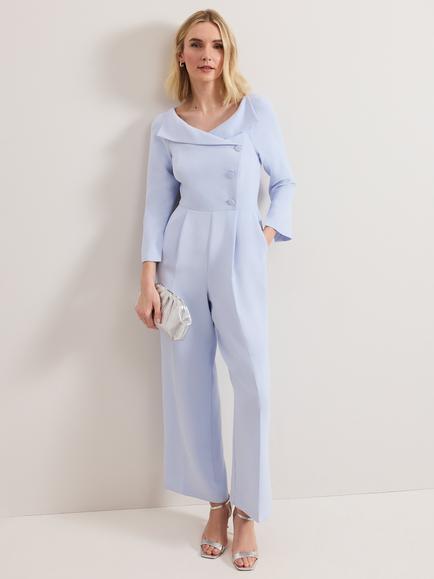 Phase Eight Petite Sienna Tailored Jumpsuit, Blue, Blue
