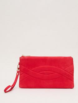 Phase Eight Cross Over Suede Clutch Bag, Pink, Pink