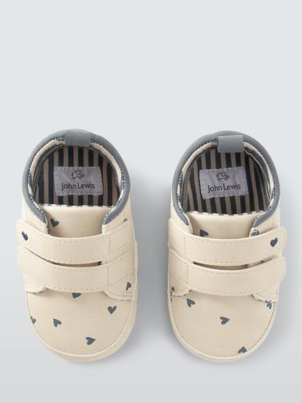 John Lewis Baby Heart Pre-Walker Trainers, Multi - view 2, Multi