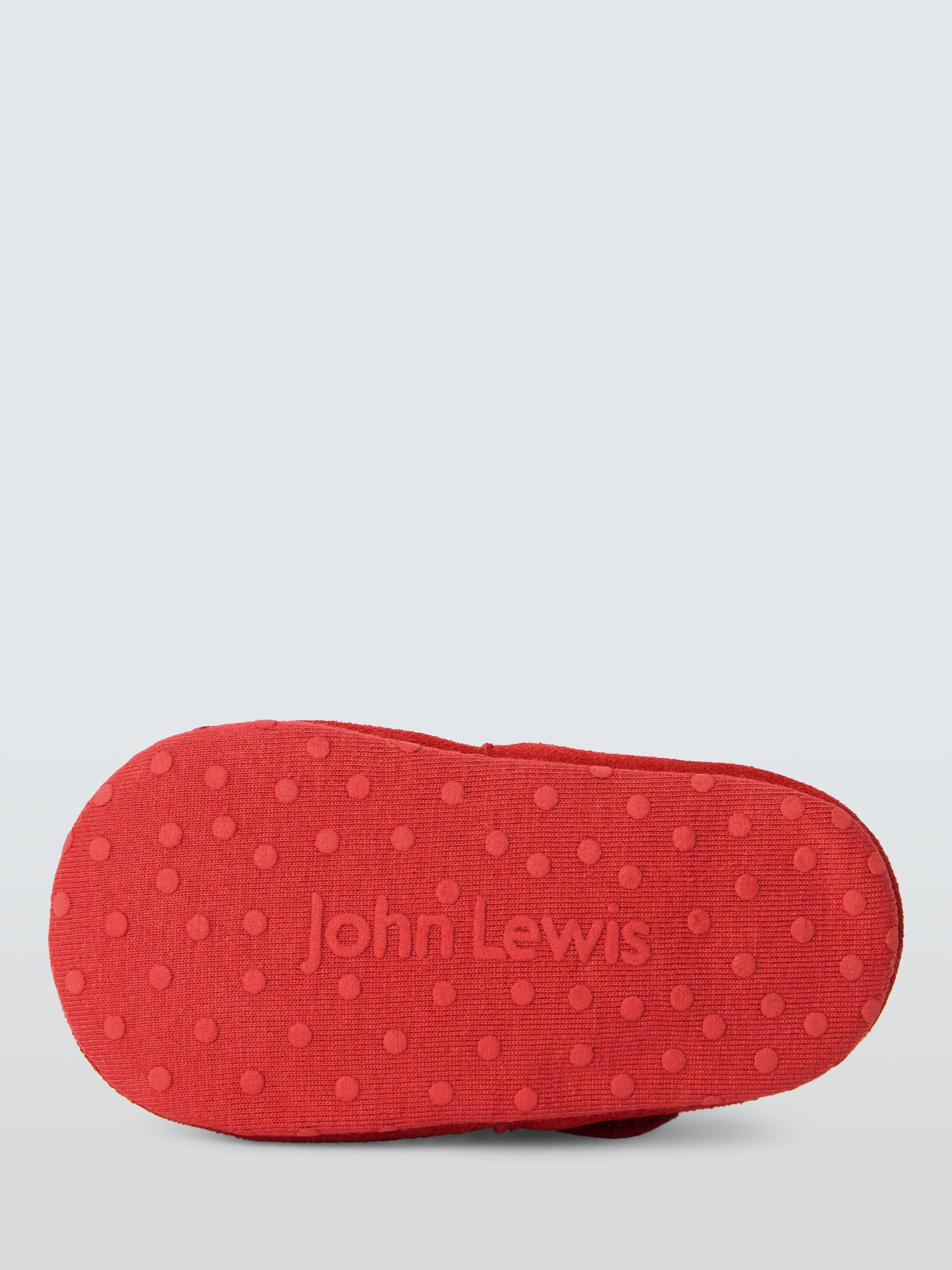 Product image 3 of 3, which shows John Lewis Baby Cherry Suede Pram Shoes, Red, 0-3 months