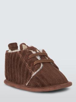 John Lewis Baby Fox Cordurory Booties, Brown, Brown