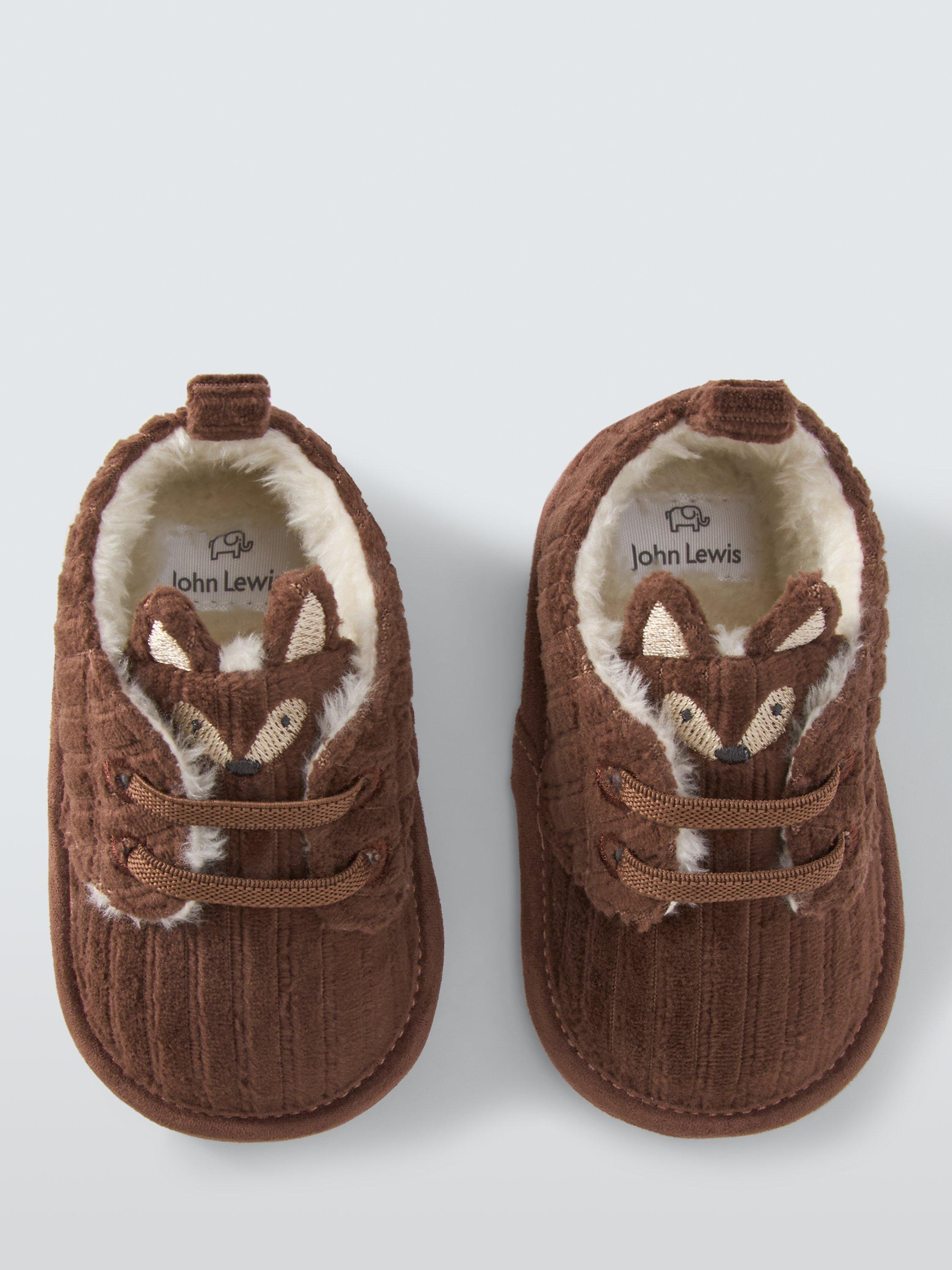 Product image 2 of 3, which shows John Lewis Baby Fox Cordurory Booties, Brown, 6-12 months
