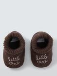 John Lewis Baby Little One Knit Booties, Brown
