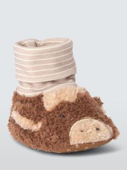 John Lewis Baby Sock Top Cow Booties, Multi, Multi