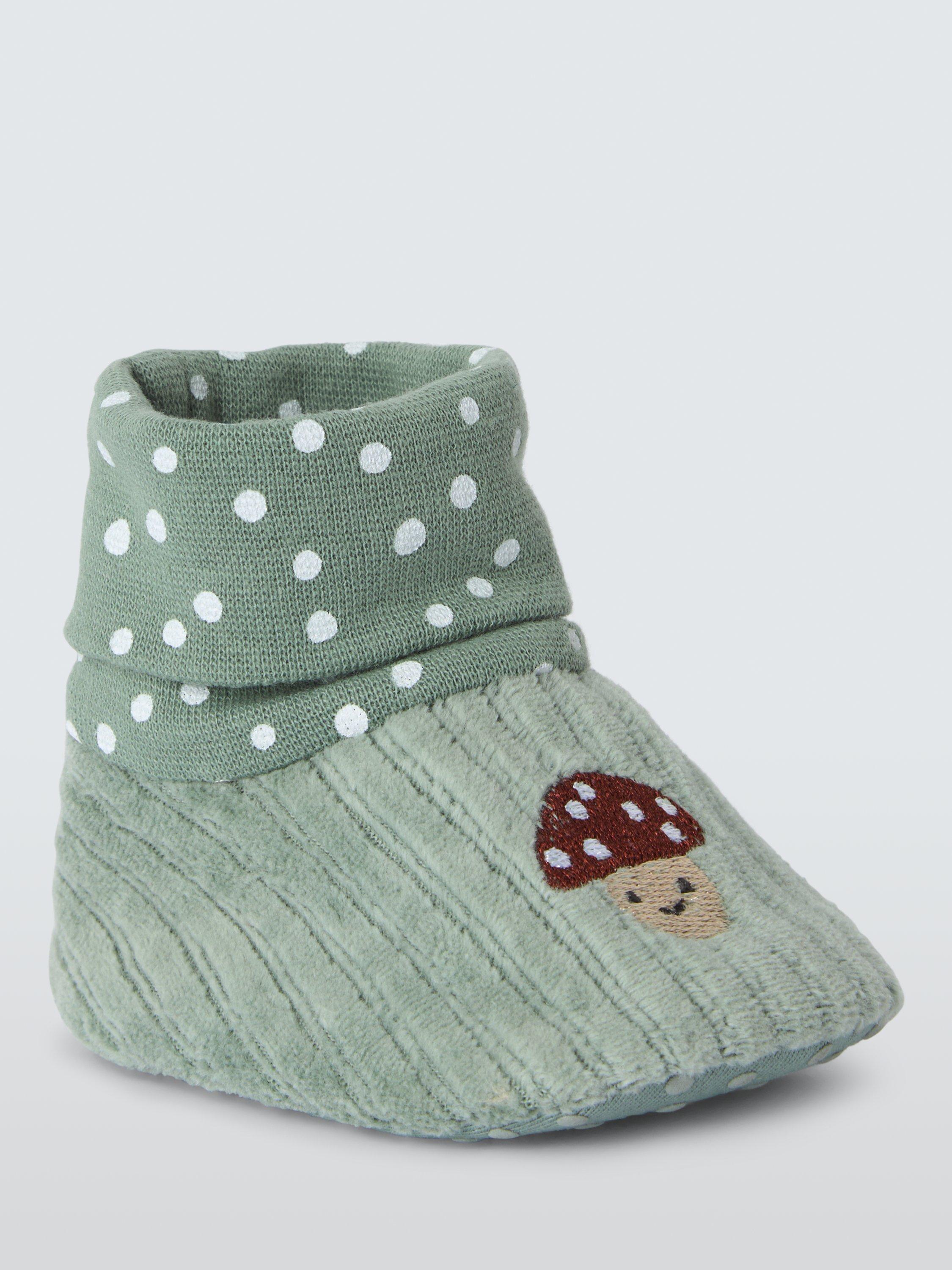 Product image 1 of 3, which shows John Lewis Baby Mushroom Sock Top Booties, Multi, 0-3 months