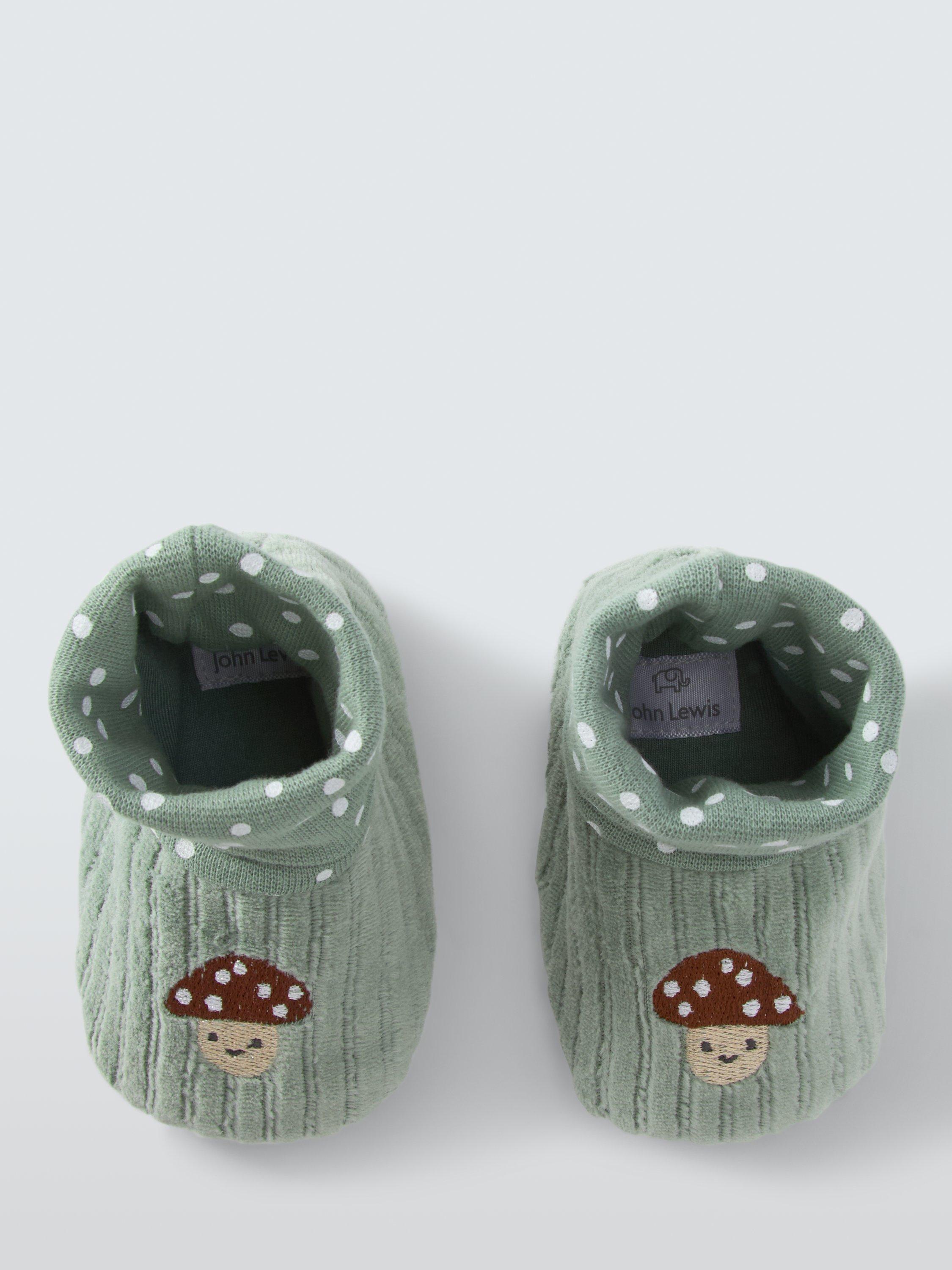 Product image 2 of 3, which shows John Lewis Baby Mushroom Sock Top Booties, Multi, 0-3 months