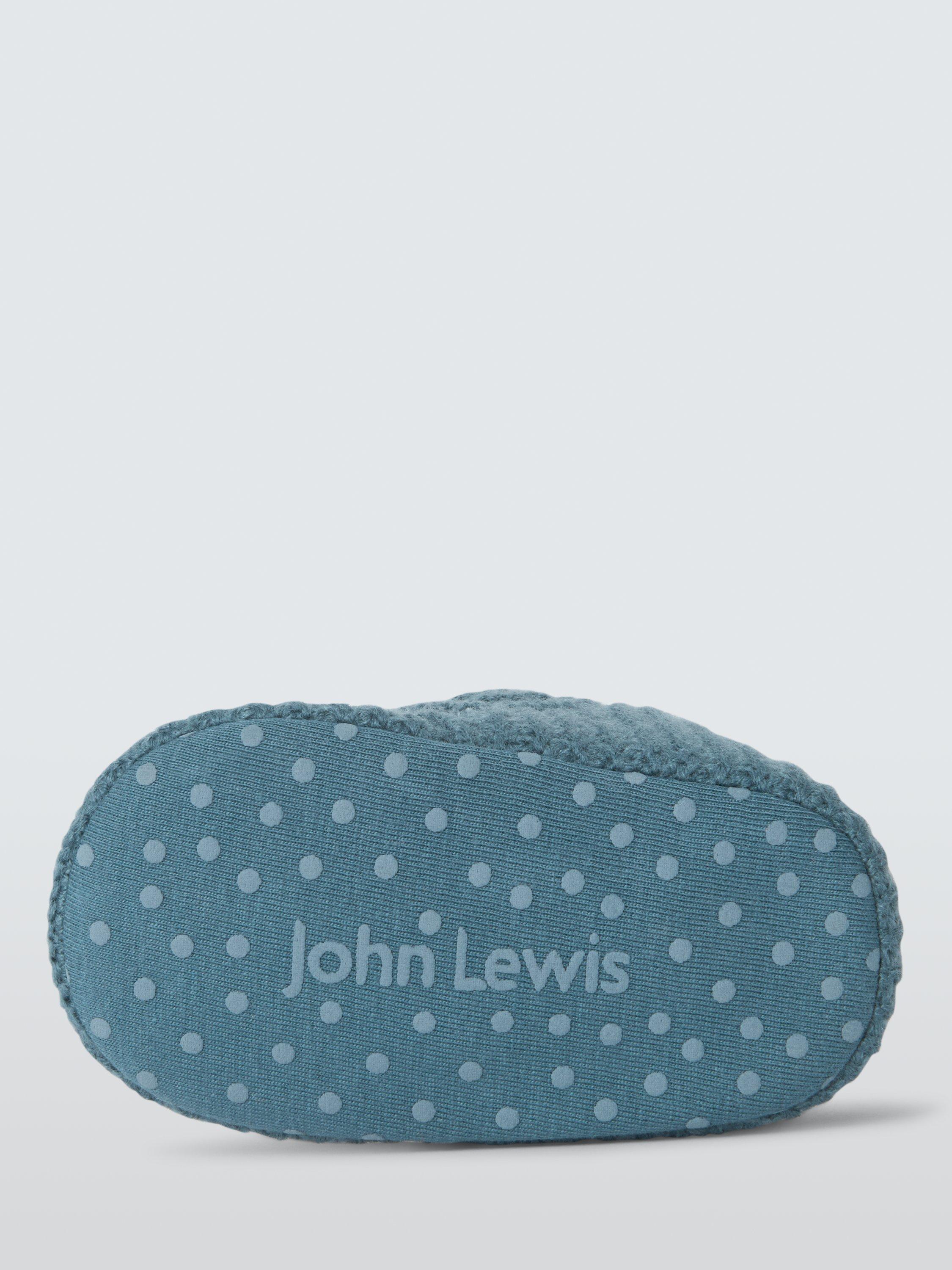 Product image 3 of 3, which shows John Lewis Baby Knitted Pram Shoes, Blue, 0-3 months