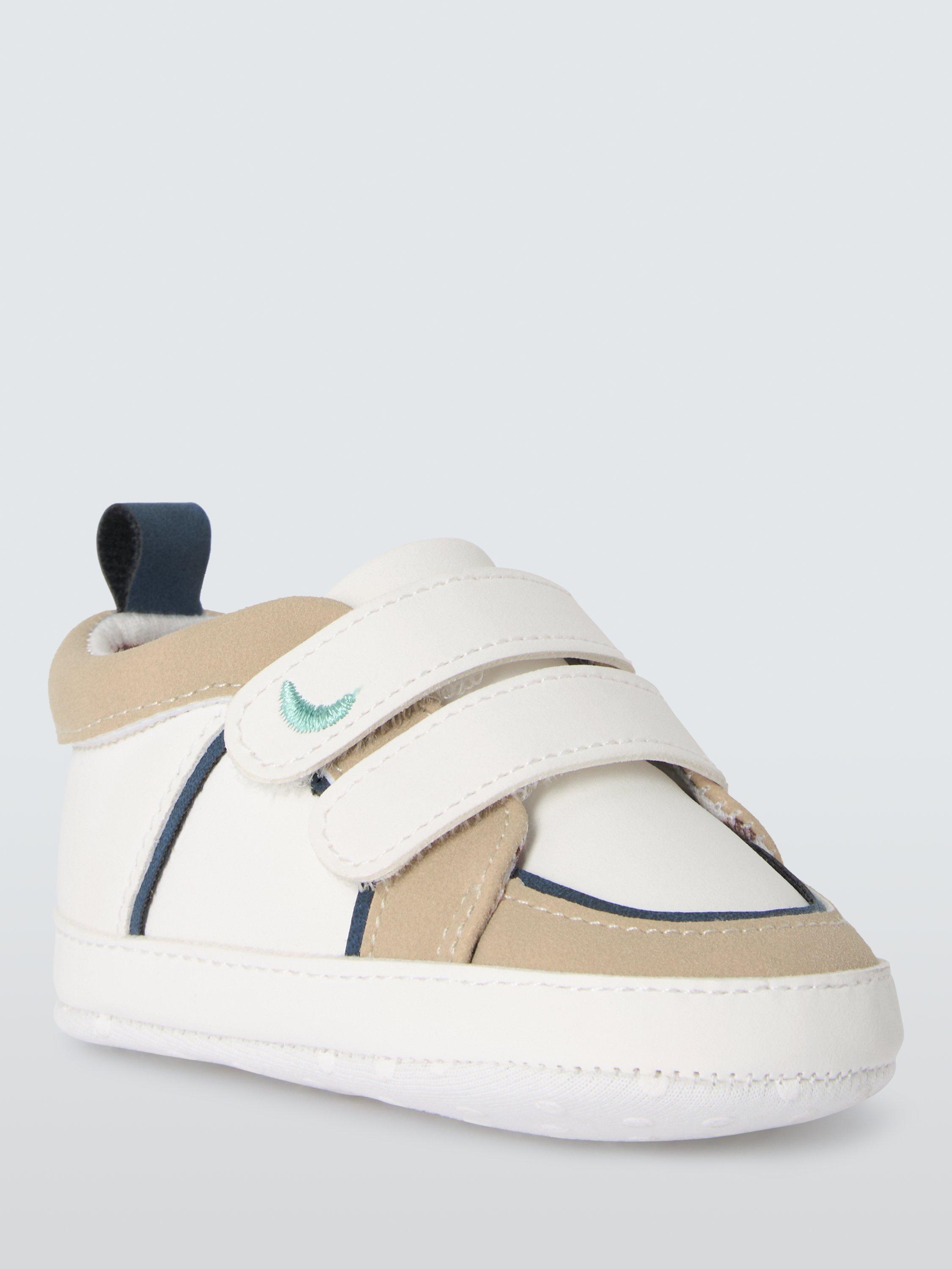Product image 1 of 3, which shows John Lewis Baby Colourblock Pre-Walker Trainers, Natural, 3-6 months