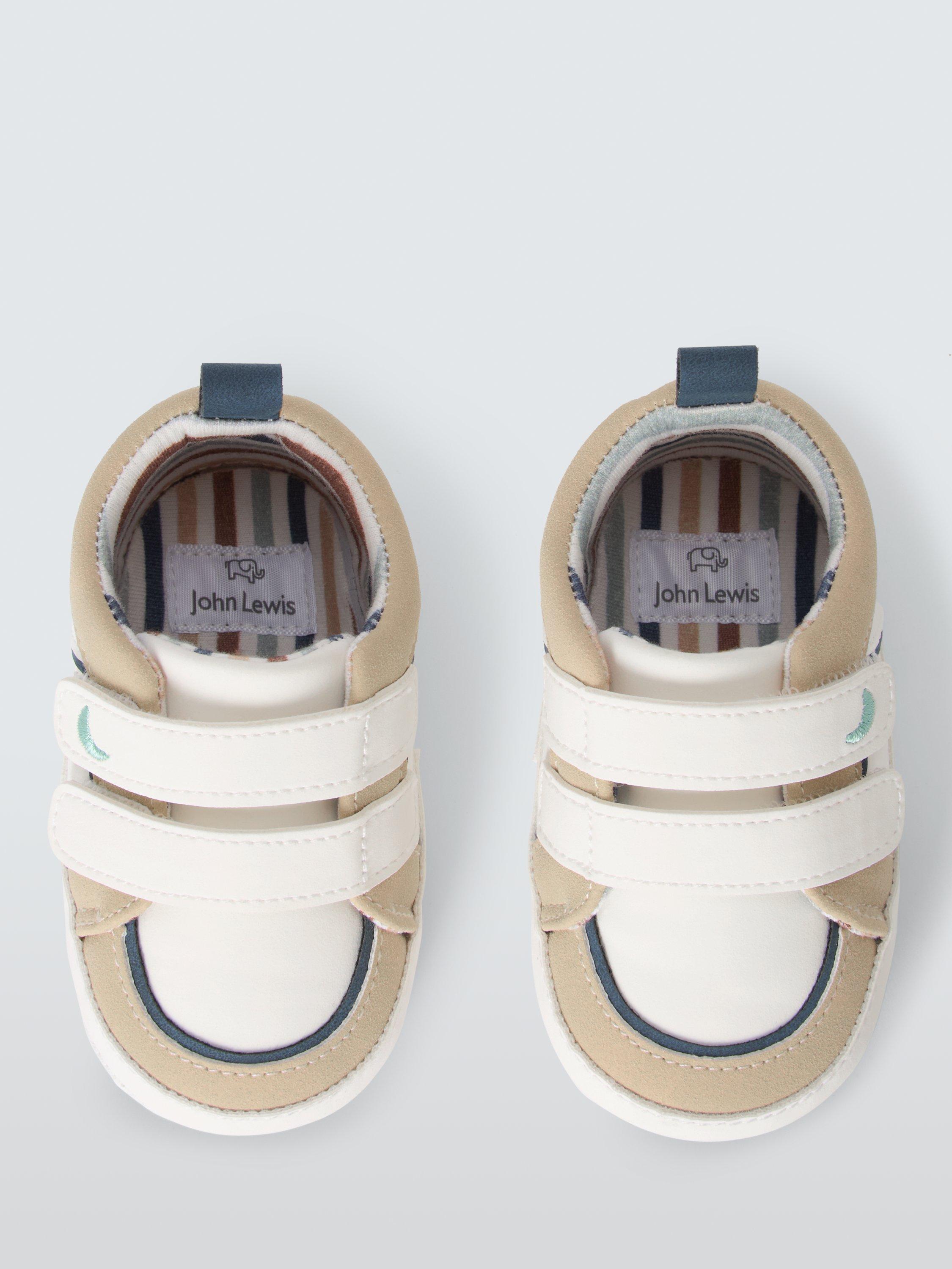 Product image 2 of 3, which shows John Lewis Baby Colourblock Pre-Walker Trainers, Natural, 3-6 months