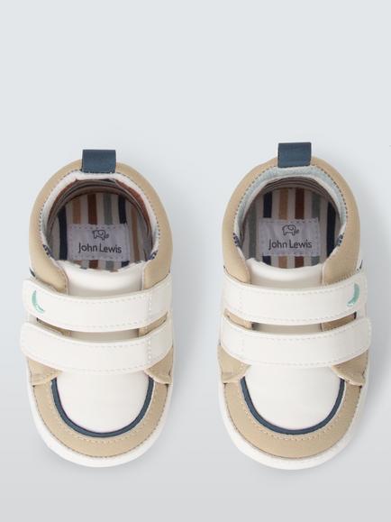 John Lewis Baby Colourblock Pre-Walker Trainers, Natural - view 2, Natural