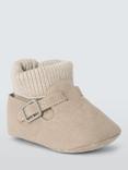 John Lewis Baby Knitted Sock Top Pram Shoes, Beige