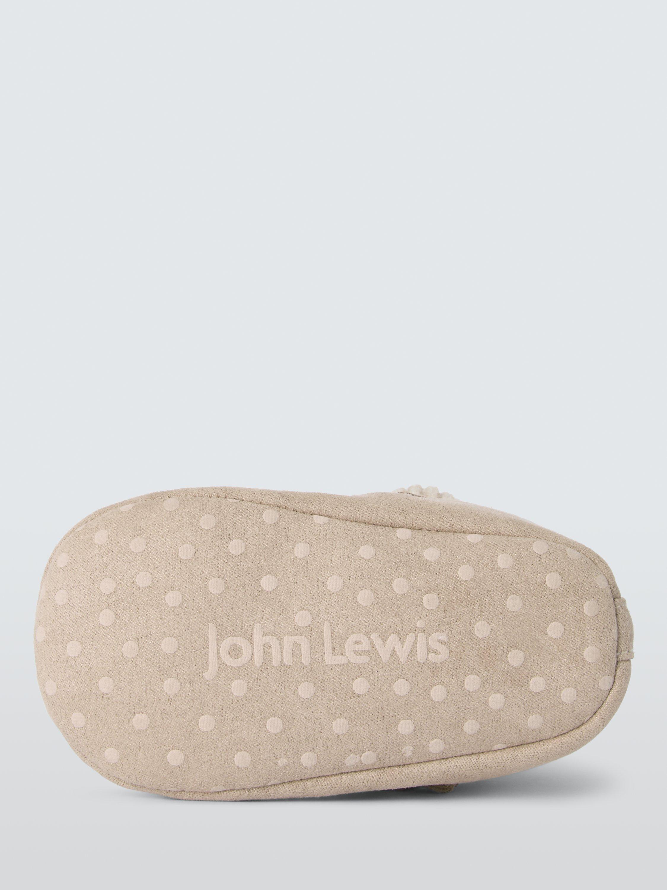 Product image 3 of 3, which shows John Lewis Baby Knitted Sock Top Pram Shoes, Beige, 0-3 months