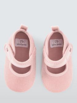 John Lewis Baby Heart Pram Shoes, Pink - view 2, Pink
