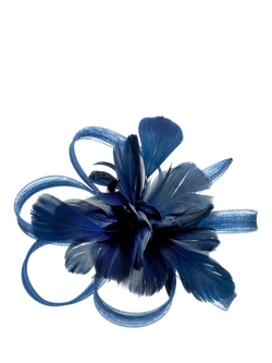 Jon Richard Floral Clip Fascinator, Navy, Navy