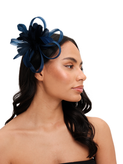 Jon Richard Floral Clip Fascinator, Navy - view 2, Navy