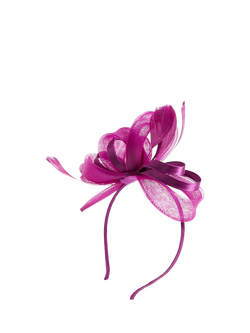 Jon Richard Medium Feather Bow Fascinator - view 2, Berry