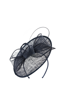 Jon Richard Woven Bow Fascinator, Navy - view 2, Navy