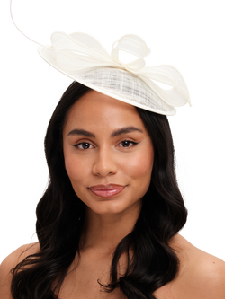 Jon Richard Woven Bow Headband Fascinator, Ivory - view 2, Ivory