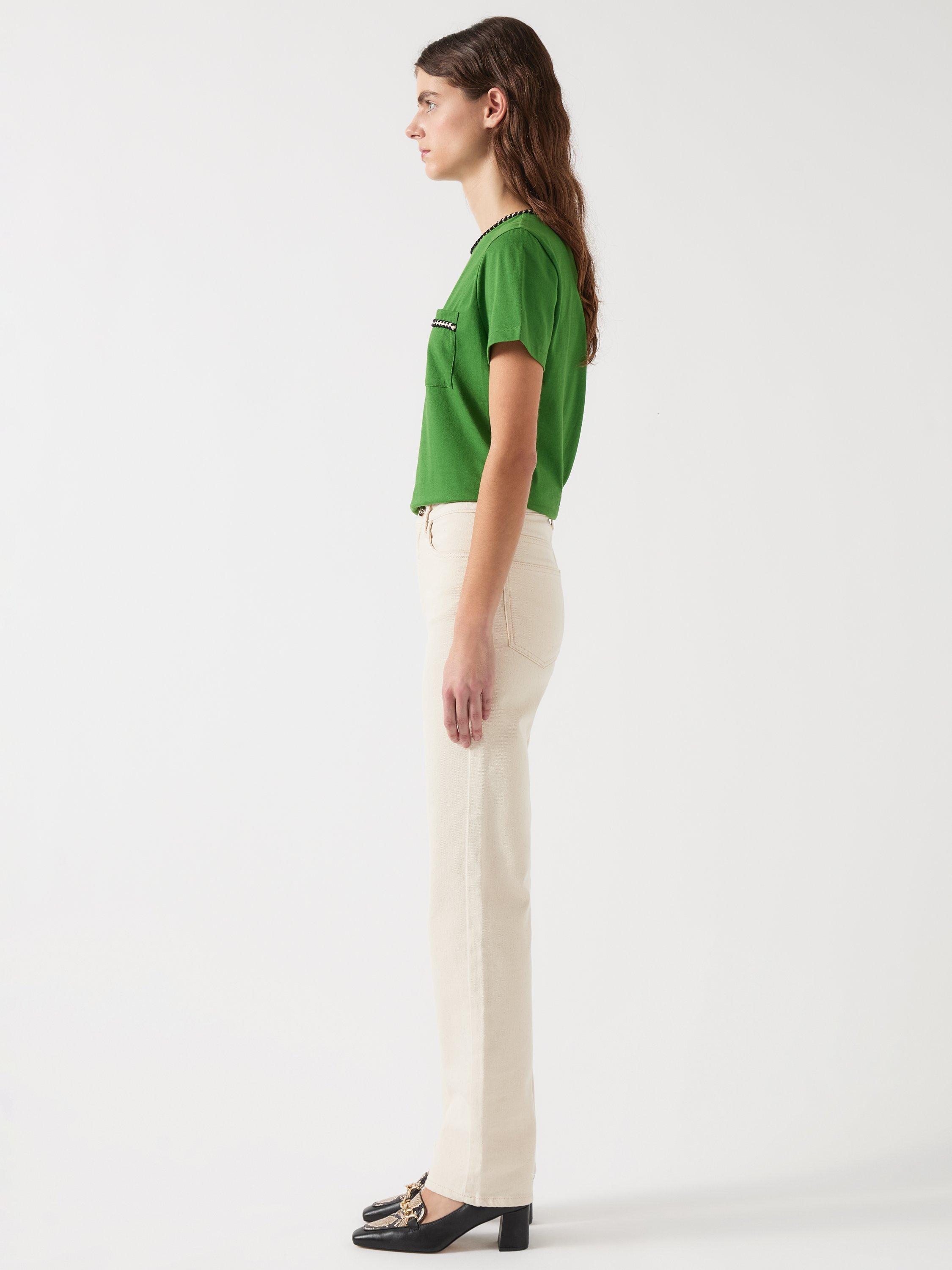 Product image 2 of 5, which shows L.K.Bennett Vita Tape Trim T-Shirt, Green, XS