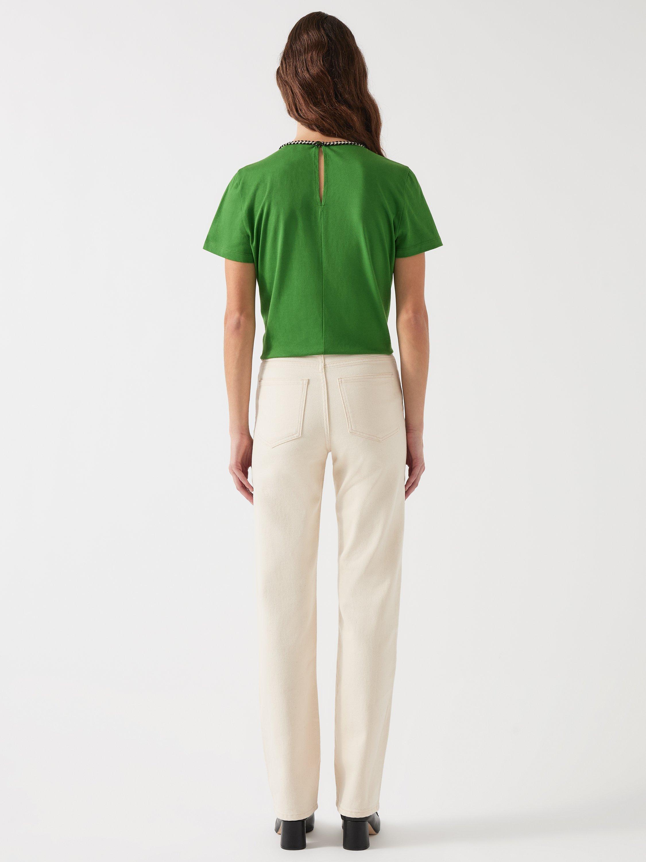Product image 3 of 5, which shows L.K.Bennett Vita Tape Trim T-Shirt, Green, XS