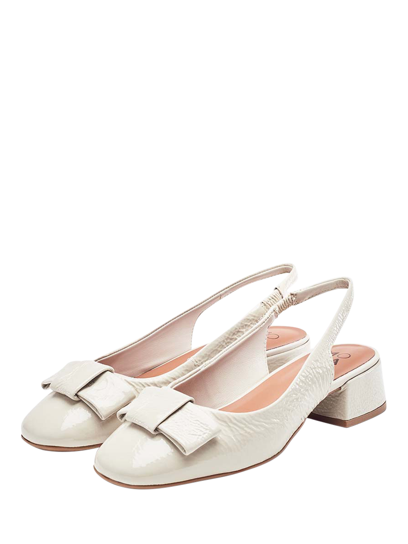 Product image 2 of 4, which shows Moda in Pelle Ellm Patent Leather Bow Slingback Courts, Off White, 3