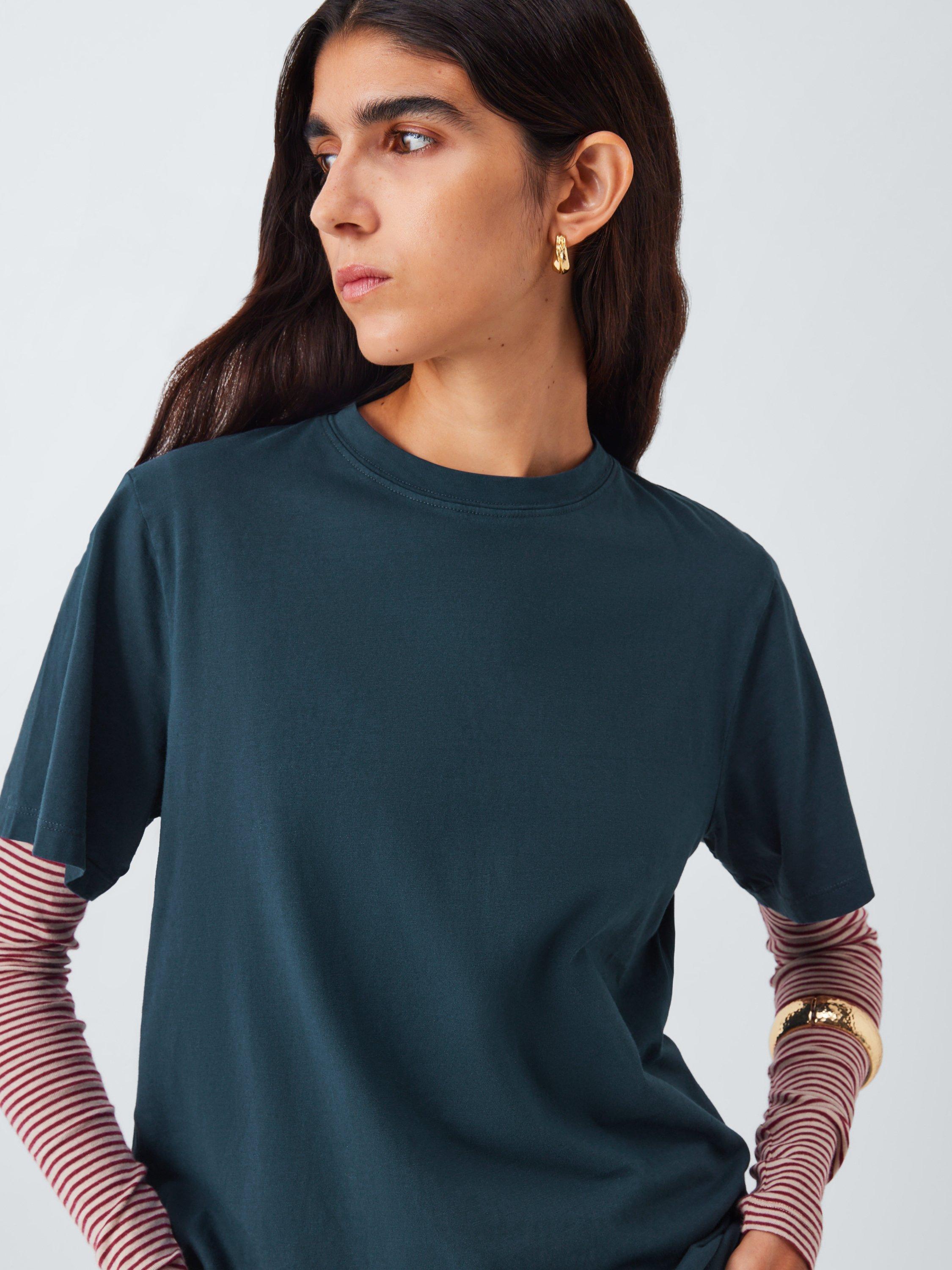 Product image 6 of 6, which shows AND/OR Authentic Crew Neck T-Shirt, Navy, 6