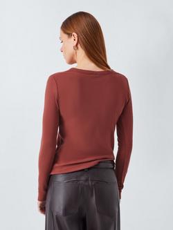 AND/OR Ribbed Long Sleeve Jersey Top - view 2, Burgundy