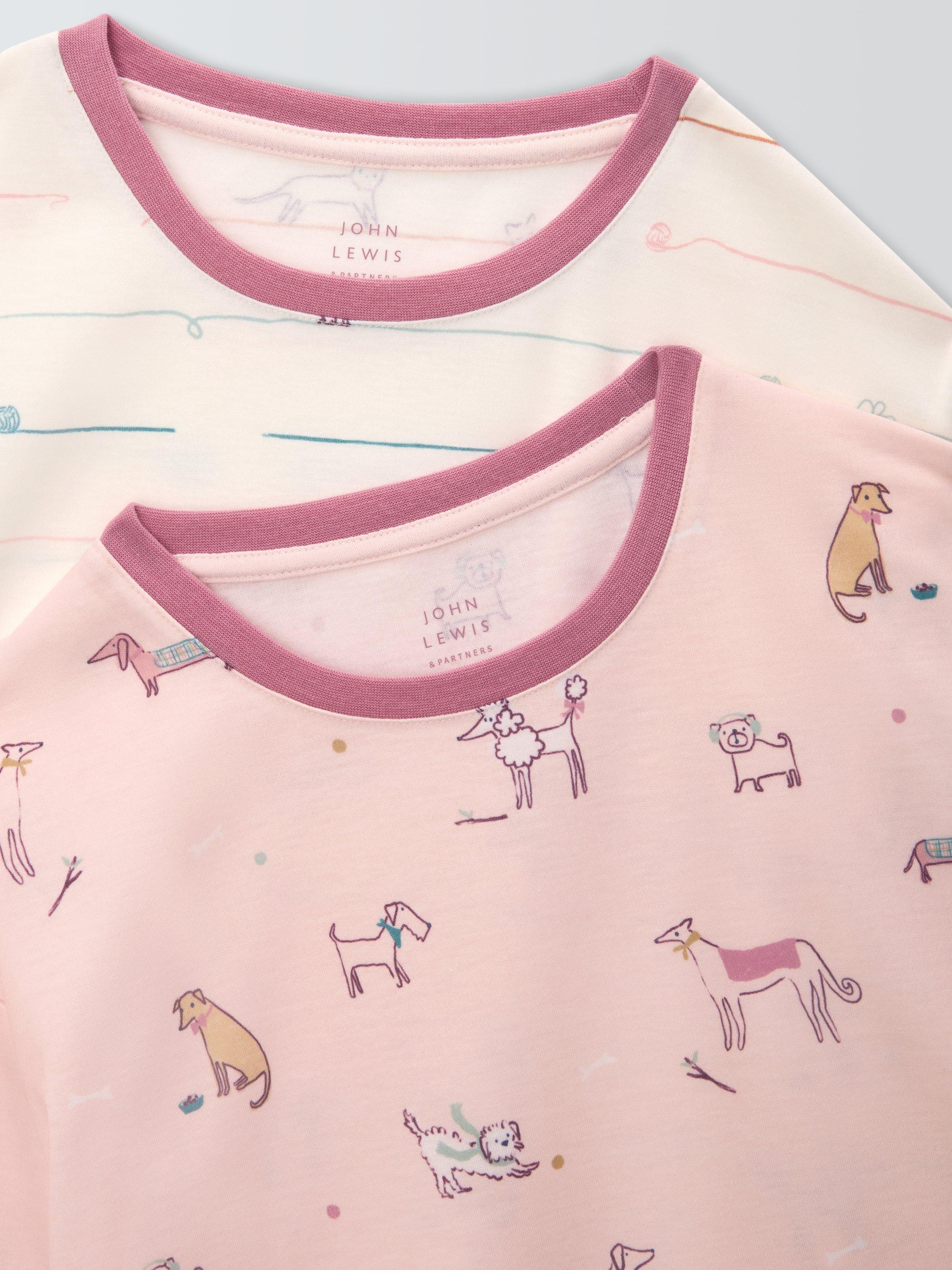 Product image 4 of 6, which shows John Lewis Kids' Cat and Dog Nightdress, Pack of 2, Pink, 3 years