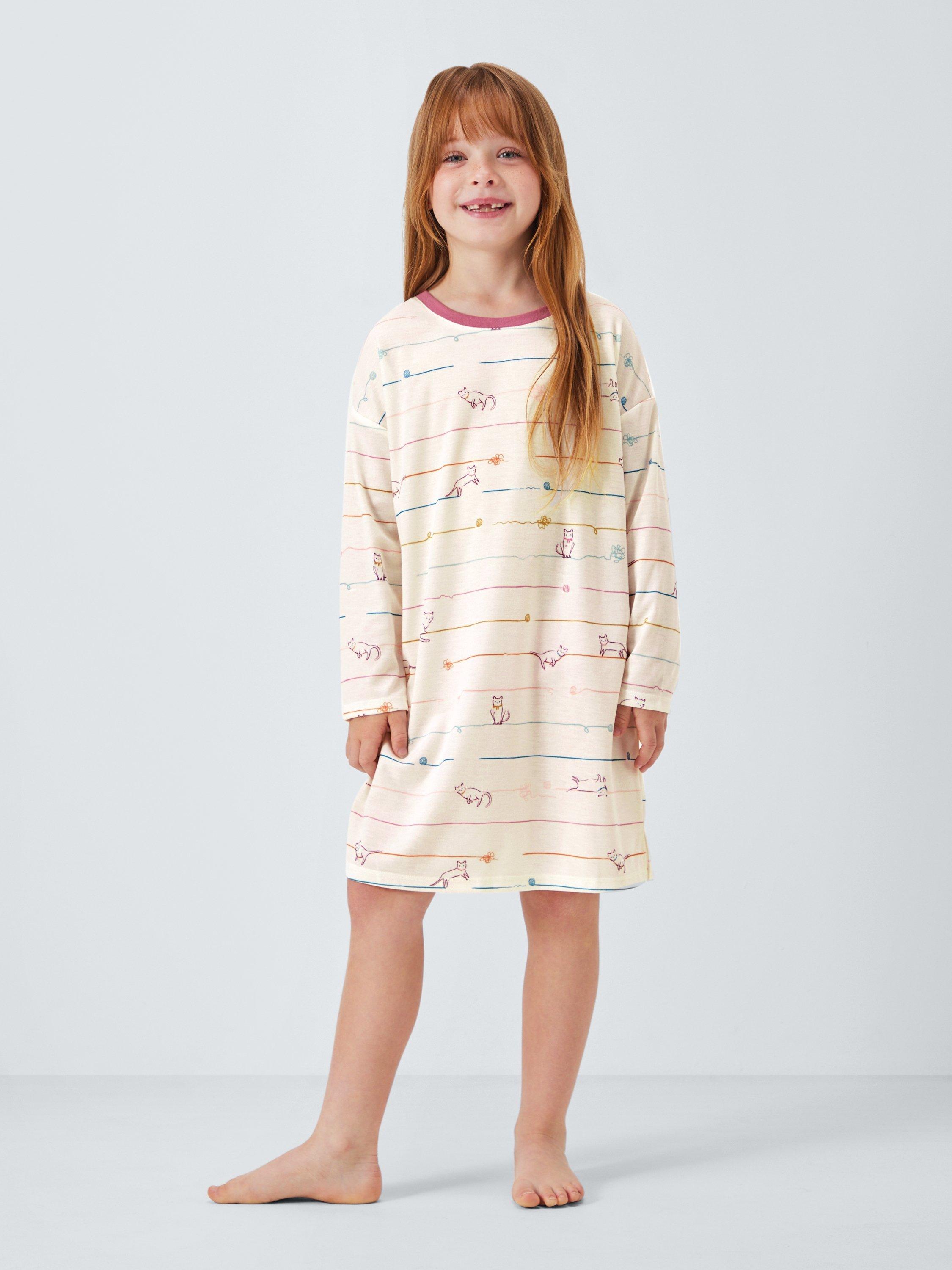 Product image 2 of 6, which shows John Lewis Kids' Cat and Dog Nightdress, Pack of 2, Pink, 3 years