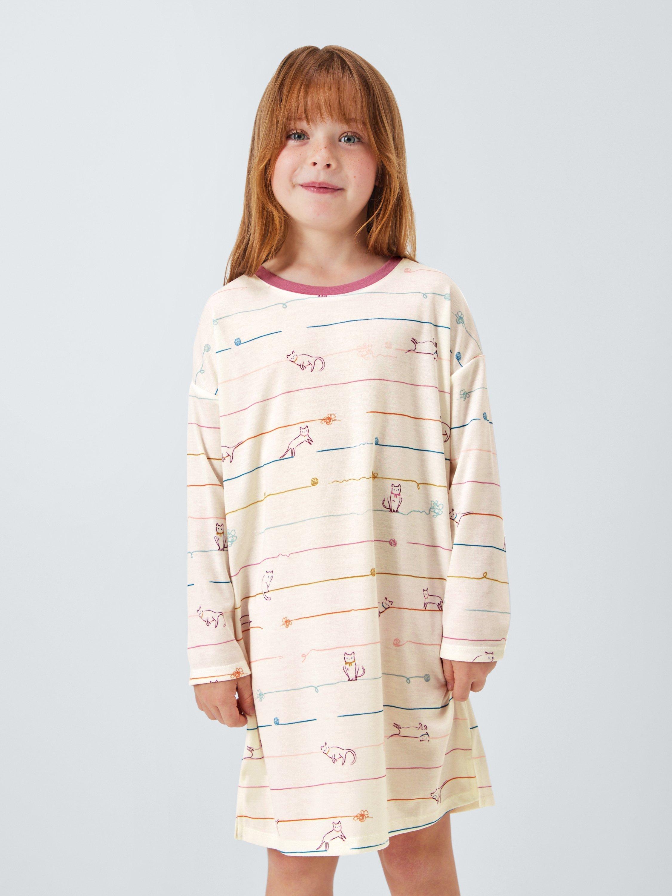 Product image 3 of 6, which shows John Lewis Kids' Cat and Dog Nightdress, Pack of 2, Pink, 3 years