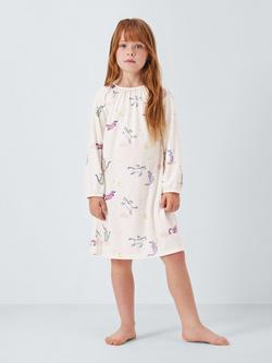 John Lewis Kids' Unicorns and Dragons Glitter Nightdress, White - view 2, White