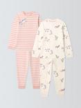 John Lewis Kids' Unicorns and Dragons Pyjamas, Pack of 2, Pink