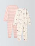 John Lewis Kids' Unicorns and Dragons Pyjamas, Pack of 2, Pink