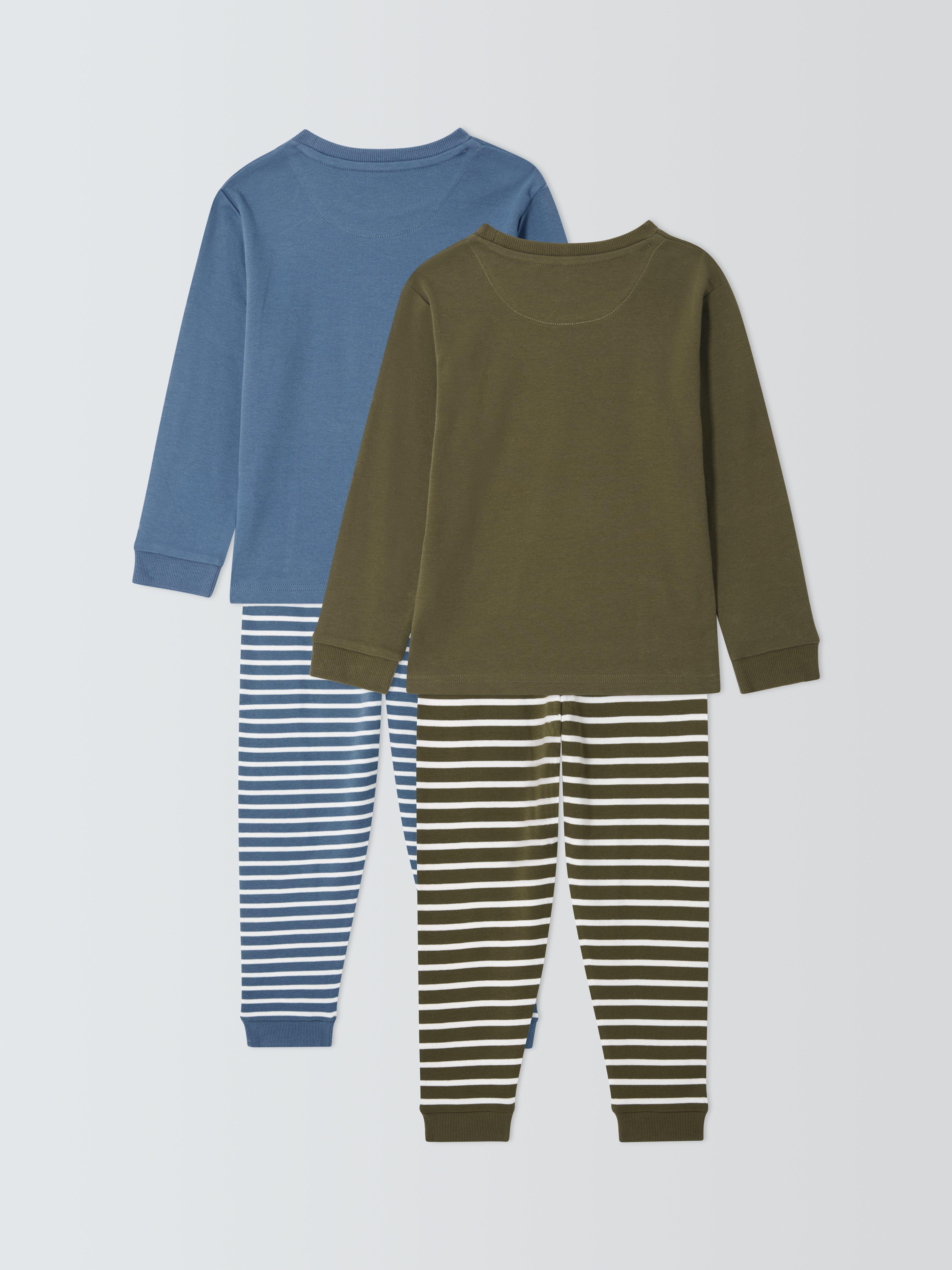 Product image 3 of 6, which shows John Lewis Kids' Striped Pyjamas, Pack of 2, Blue/Green, 3 years