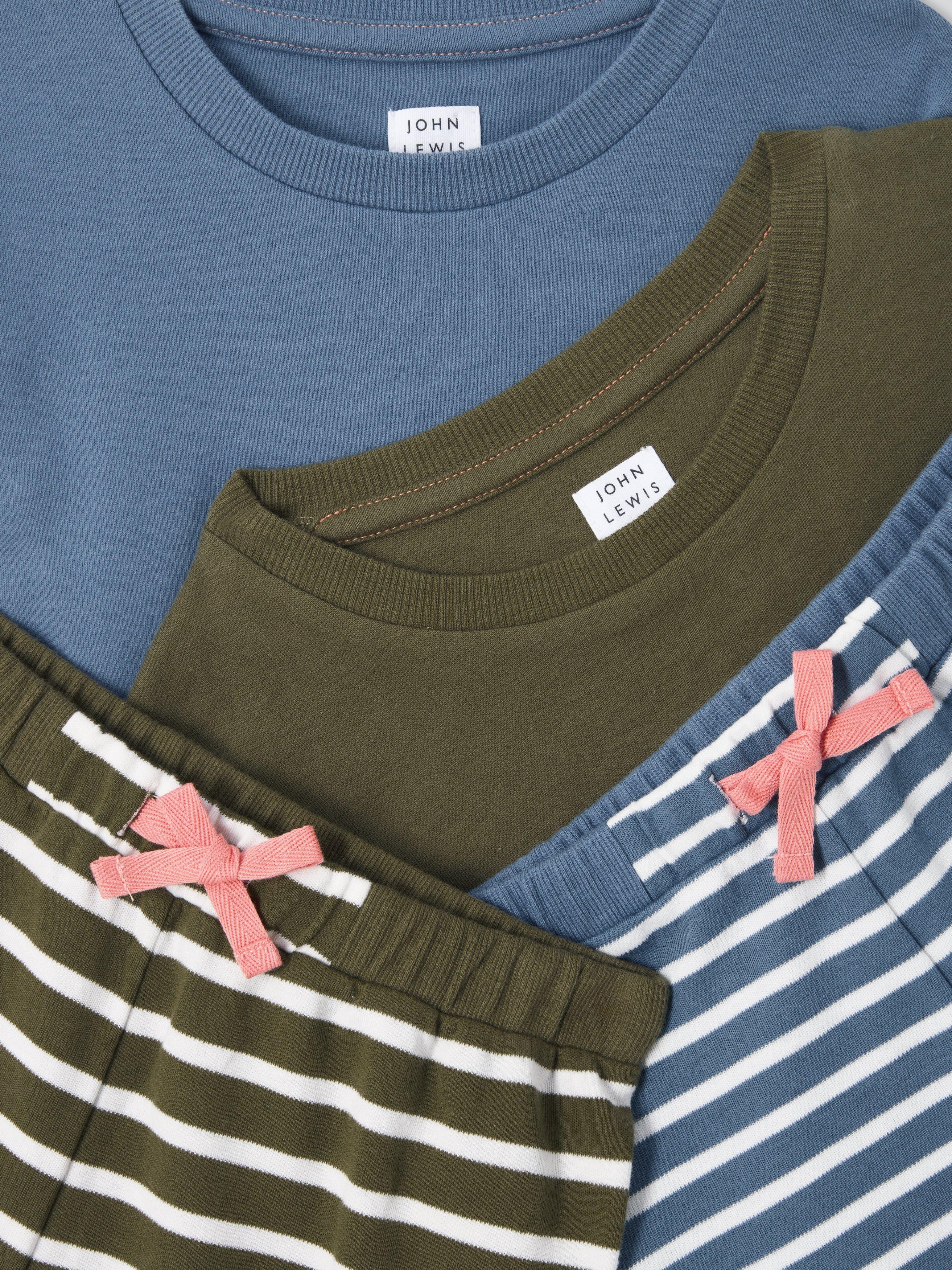 Product image 4 of 6, which shows John Lewis Kids' Striped Pyjamas, Pack of 2, Blue/Green, 3 years