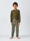 John Lewis Kids' Striped Pyjamas, Pack of 2, Blue/Green